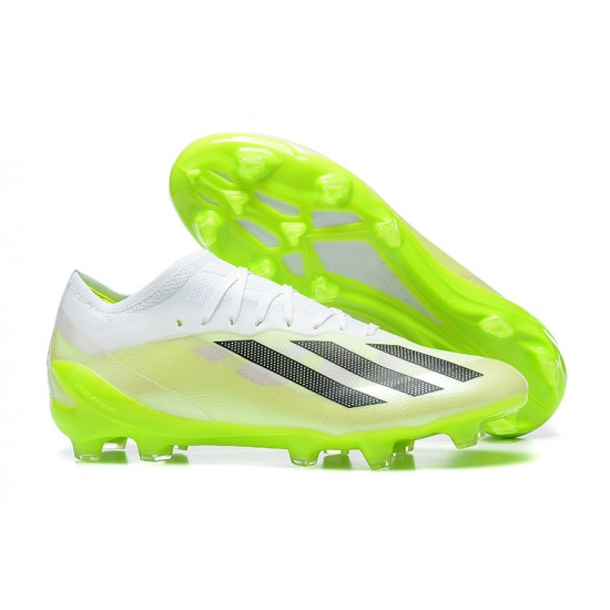 Adidas x23 crazyfast 1 FG White Green Black For Men Low-top Soccer Cleats 