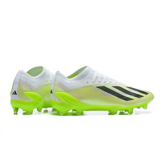 Adidas x23 crazyfast 1 FG White Green Black For Men Low-top Soccer Cleats