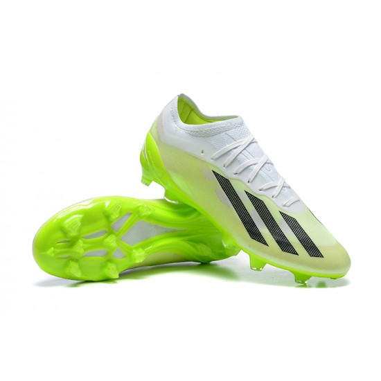 Adidas x23 crazyfast 1 FG White Green Black For Men Low-top Soccer Cleats