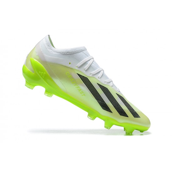 Adidas x23 crazyfast 1 FG White Green Black For Men Low-top Soccer Cleats