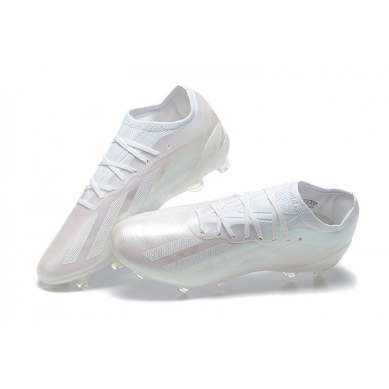 Adidas x23 crazyfast 1 FG White Pink For Men Low-top Soccer Cleats 