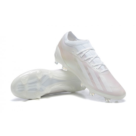 Adidas x23 crazyfast 1 FG White Pink For Men Low-top Soccer Cleats 