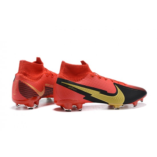 Nike Mercurial Superfly 7 Elite FG Black Deep Red Gold Soccer Cleats