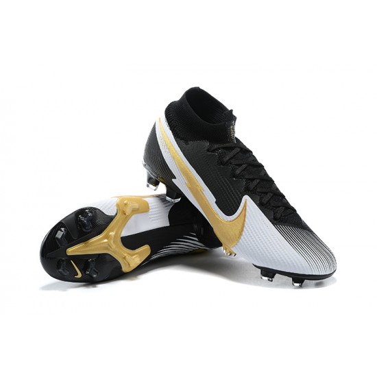 Nike Mercurial Superfly 7 Elite FG Black Gold Silver Soccer Cleats