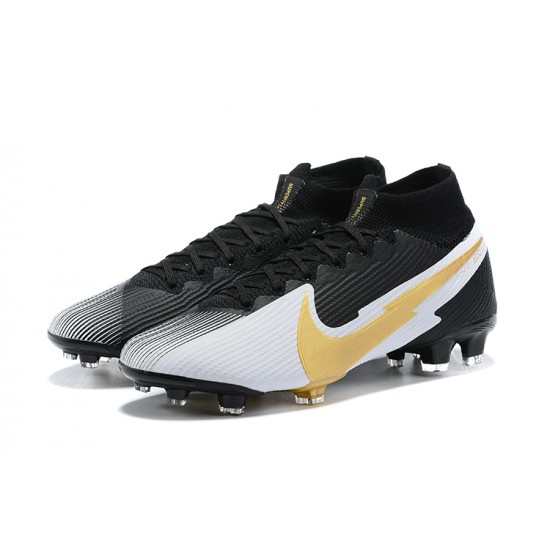 Nike Mercurial Superfly 7 Elite FG Black Gold Silver Soccer Cleats