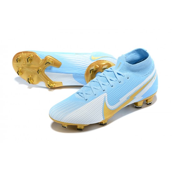 Nike Mercurial Superfly 7 Elite FG Ltblue Gold Grey Soccer Cleats