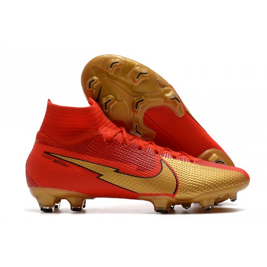 Goods That Sell Well Nike Mercurial Superfly 7 Elite FG Red Gold Soccer Cleats Sale