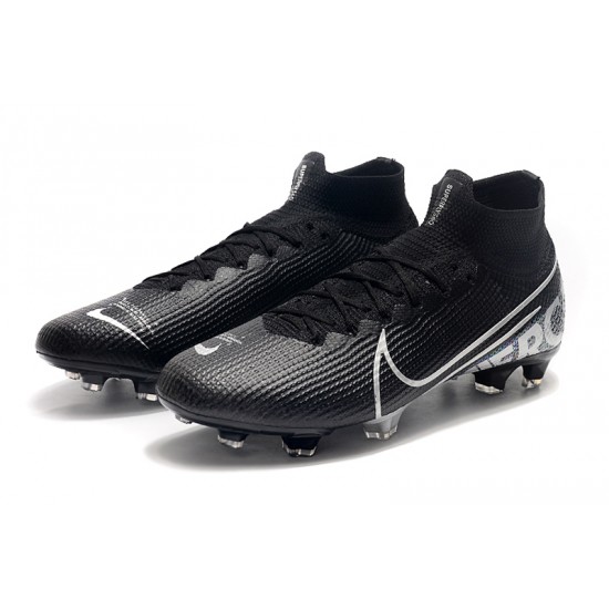 Nike Mercurial Superfly 7 Elite SE FG Black Silver Soccer Cleats