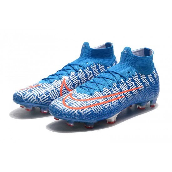 Nike Mercurial Superfly 7 Elite SE FG Blue White Orange Soccer Cleats