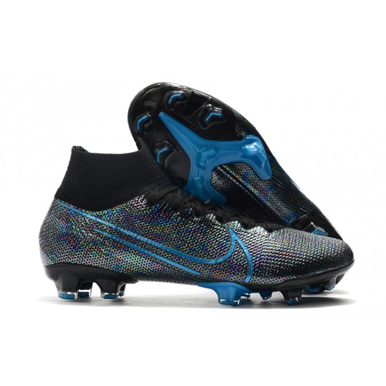 Nike Mercurial Superfly 7 Elite SE FG Silver Black Blue Soccer Cleats