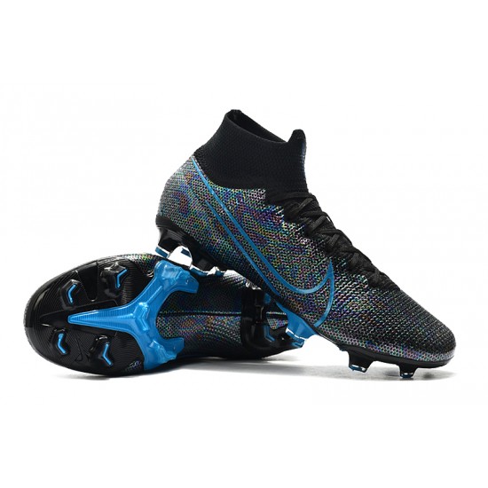 Nike Mercurial Superfly 7 Elite SE FG Silver Black Blue Soccer Cleats