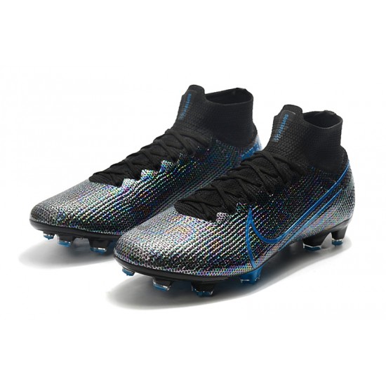 Nike Mercurial Superfly 7 Elite SE FG Silver Black Blue Soccer Cleats