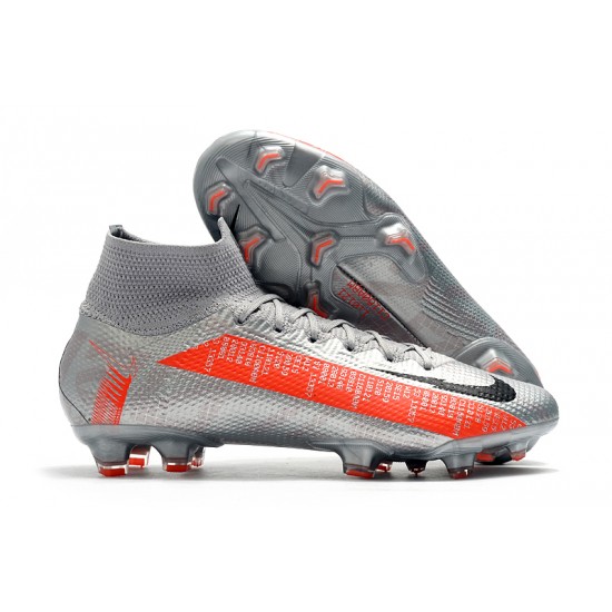 Nike Mercurial Superfly 7 Elite SE FG Silver Orange Black Soccer Cleats