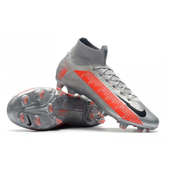 Nike Mercurial Superfly 7 Elite SE FG Silver Orange Black Soccer Cleats