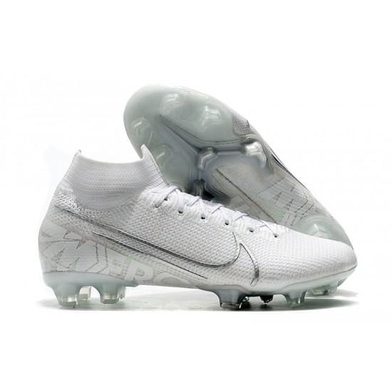 To Have A Strong Footing In A Market Nike Mercurial Superfly 7 Elite SE FG White Silver Soccer Cleats On Sale