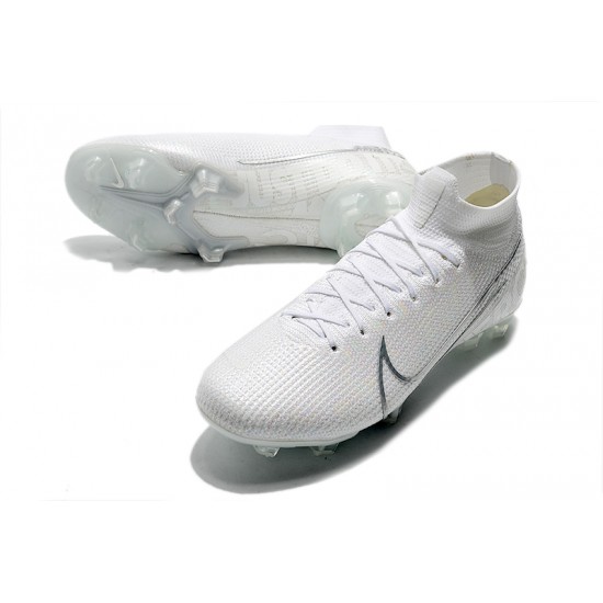 To Have A Strong Footing In A Market Nike Mercurial Superfly 7 Elite SE FG White Silver Soccer Cleats On Sale