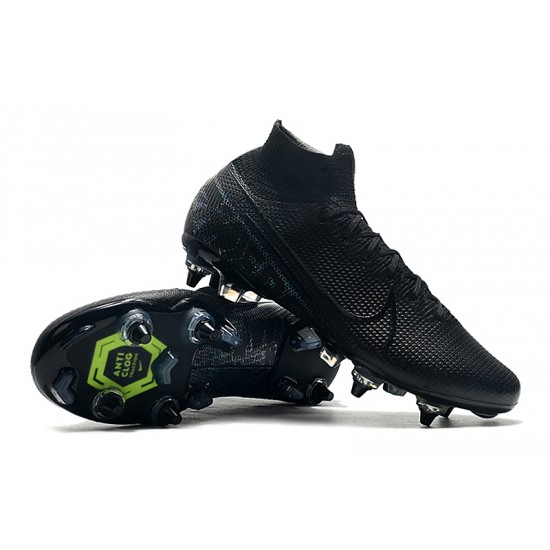 Nike Mercurial Superfly 7 Elite SG-PRO AC High Black Green Soccer Cleats