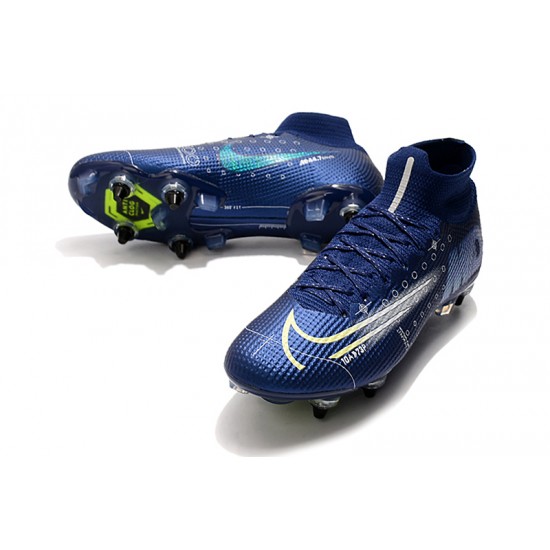 Nike Mercurial Superfly 7 Elite SG-PRO AC High Deep Blue White Black Soccer Cleats