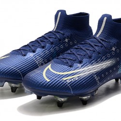 Nike Mercurial Superfly 7 Elite SG-PRO AC High Deep Blue White Black Soccer Cleats