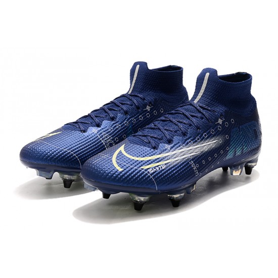 Nike Mercurial Superfly 7 Elite SG-PRO AC High Deep Blue White Black Soccer Cleats