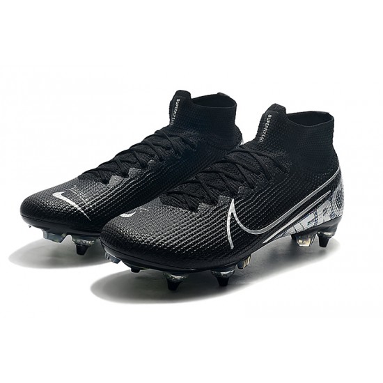 Nike Mercurial Superfly 7 Elite SG-PRO AC High Silver Black Green Soccer Cleats