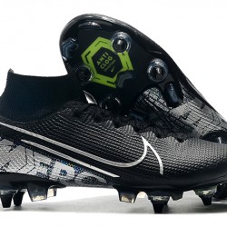 Nike Mercurial Superfly 7 Elite SG-PRO AC High Silver Black Green Soccer Cleats