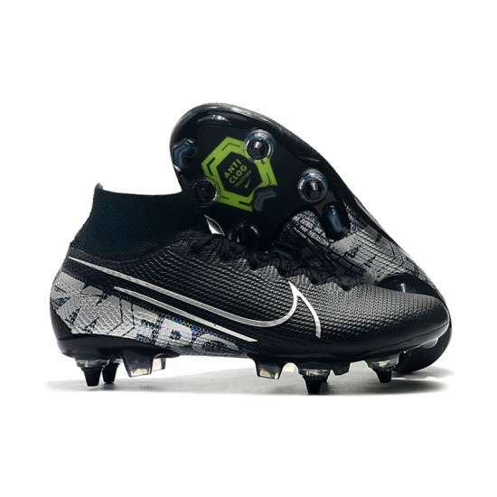 Nike Mercurial Superfly 7 Elite SG-PRO AC High Silver Black Green Soccer Cleats