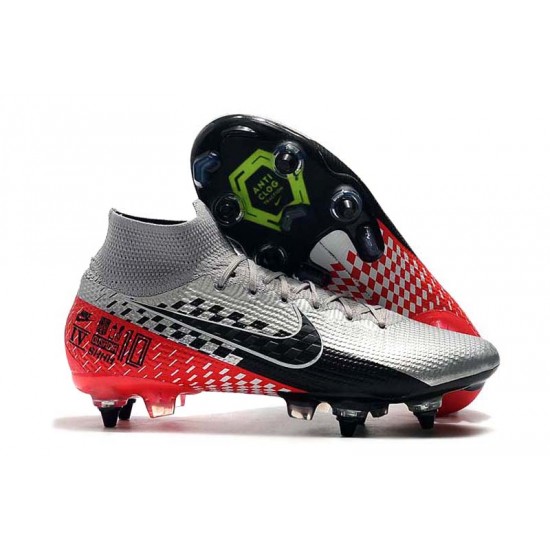 Choose To Buy Nike Mercurial Superfly 7 Elite SG-PRO AC High Silver Black Red Soccer Cleats On Sale