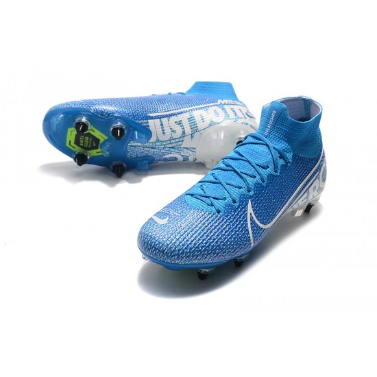 Buy And Seller Nike Mercurial Superfly 7 Elite SG-PRO AC High White Blue Soccer Cleats Online