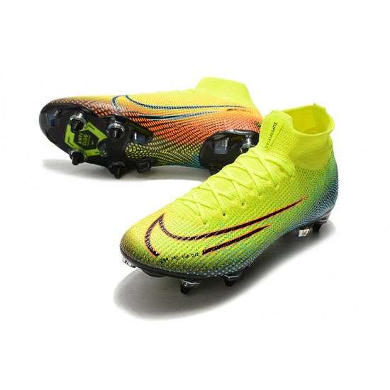 Nike Mercurial Superfly 7 Elite SG-PRO AC High Yellow Green Pink Soccer Cleats