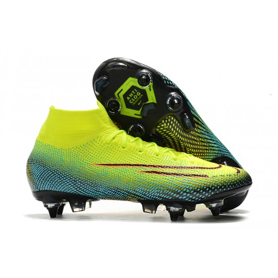 Choose To Buy Nike Mercurial Superfly 7 Elite SG-PRO AC High Yellow Green Pink Soccer Cleats Shop Online
