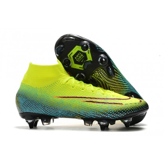 Nike Mercurial Superfly 7 Elite SG-PRO AC High Yellow Green Pink Soccer Cleats