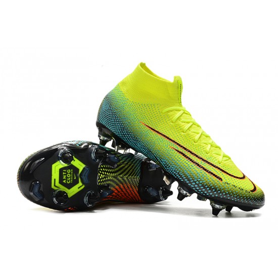 Choose To Buy Nike Mercurial Superfly 7 Elite SG-PRO AC High Yellow Green Pink Soccer Cleats Shop Online