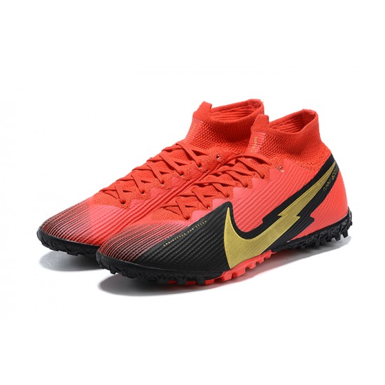 Nike Mercurial Superfly 7 Elite TF Black Gold Red Soccer Cleats