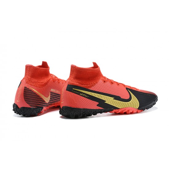 Nike Mercurial Superfly 7 Elite TF Black Gold Red Soccer Cleats