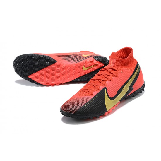 Nike Mercurial Superfly 7 Elite TF Black Gold Red Soccer Cleats