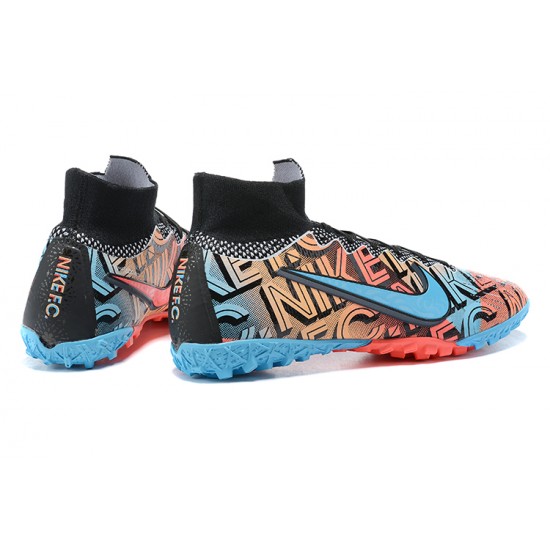 Buy And Seller Nike Mercurial Superfly 7 Elite TF Black Ltblue Orange Soccer Cleats Online