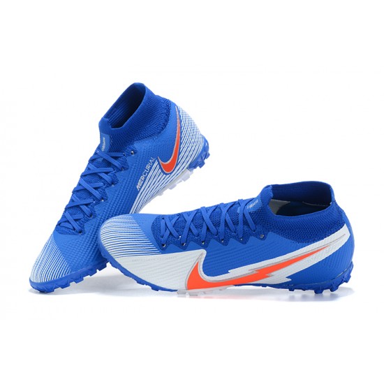 Nike Mercurial Superfly 7 Elite TF Blue Grey Orange Soccer Cleats