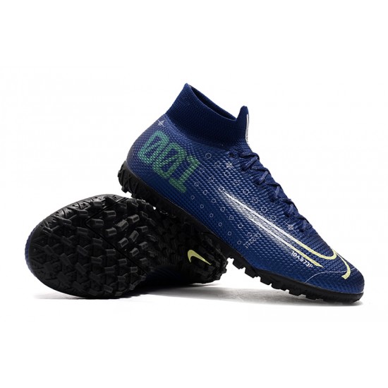 Nike Mercurial Superfly 7 Elite TF Deep Blue White Green Soccer Cleats