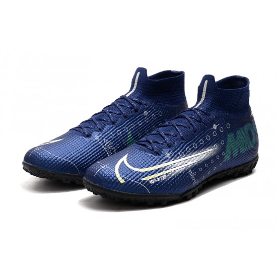High Quality Nike Mercurial Superfly 7 Elite TF Deep Blue White Green Soccer Cleats Shop Online