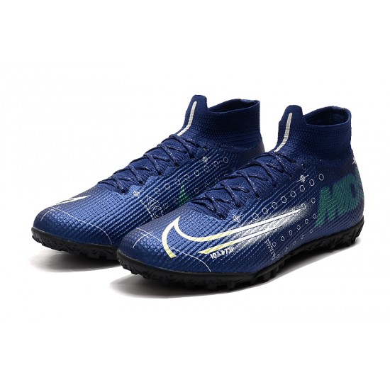 Nike Mercurial Superfly 7 Elite TF Deep Blue White Green Soccer Cleats