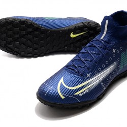 Nike Mercurial Superfly 7 Elite TF Deep Blue White Green Soccer Cleats