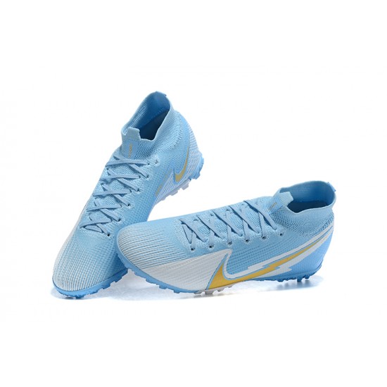 Where To Get Nike Mercurial Superfly 7 Elite TF Gold Grey Ltblue Soccer Cleats Online Shop