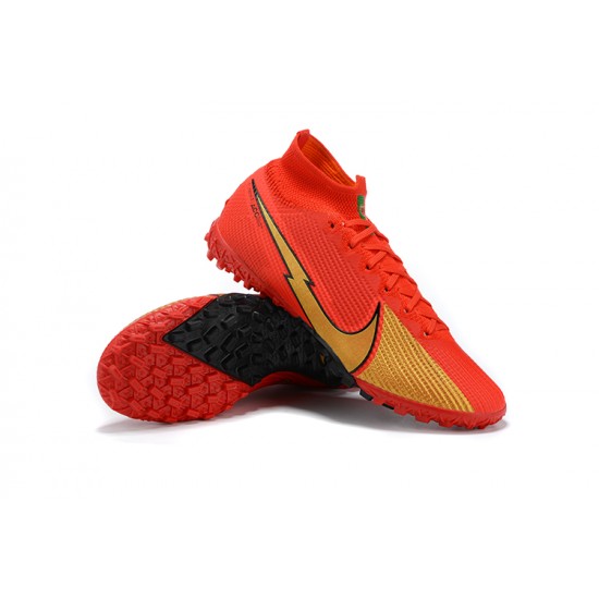 Nike Mercurial Superfly 7 Elite TF Gold Red Black Soccer Cleats