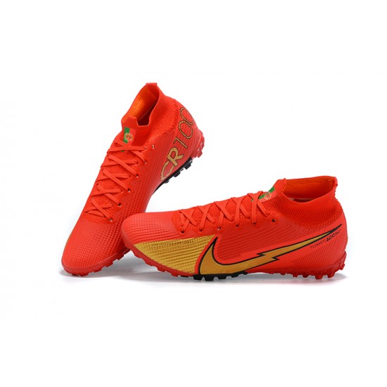 Nike Mercurial Superfly 7 Elite TF Gold Red Black Soccer Cleats