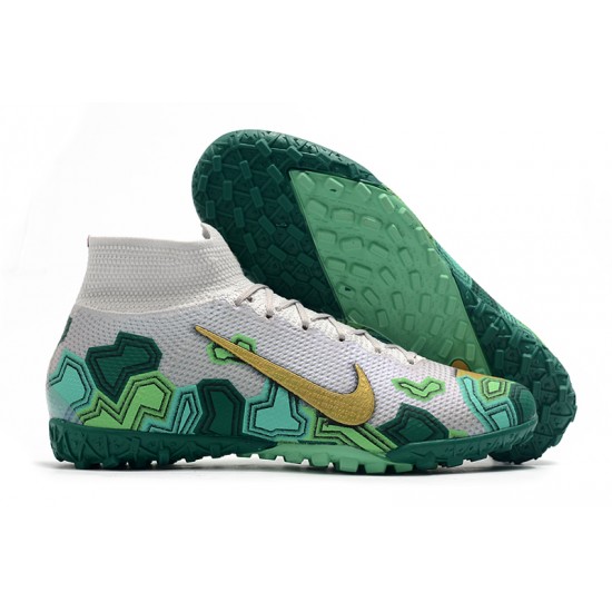 Discover Nike Mercurial Superfly 7 Elite TF Grey Gold Green Soccer Cleats For Sale
