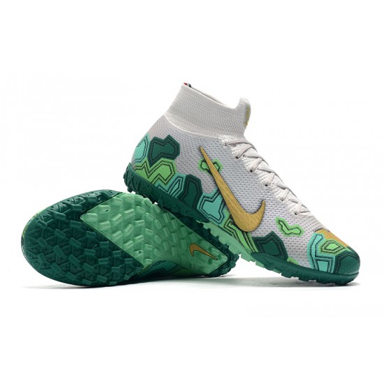 Discover Nike Mercurial Superfly 7 Elite TF Grey Gold Green Soccer Cleats For Sale