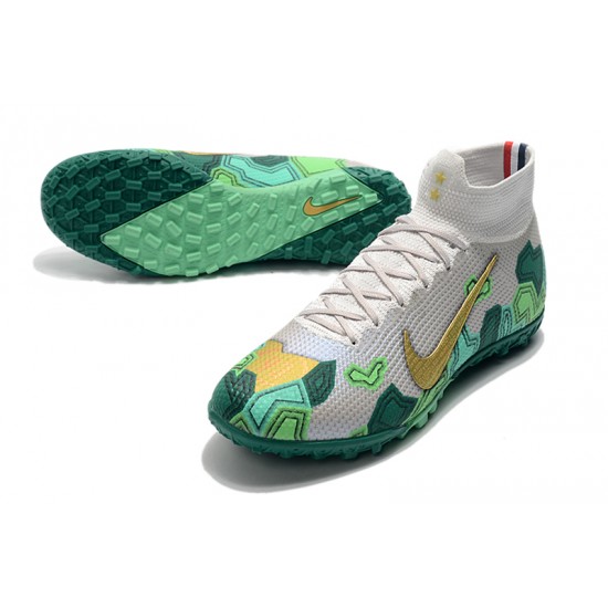 Discover Nike Mercurial Superfly 7 Elite TF Grey Gold Green Soccer Cleats For Sale