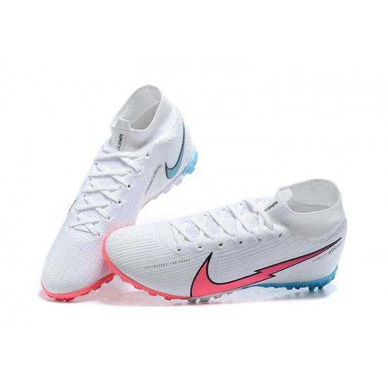 Nike Mercurial Superfly 7 Elite TF White Ltblue Peach Soccer Cleats