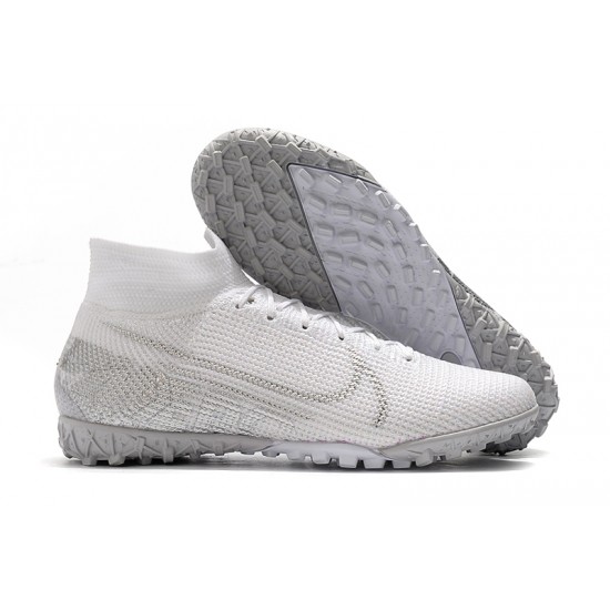 Nike Mercurial Superfly 7 Elite TF White Silver Soccer Cleats